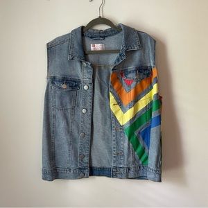 Jean vest with rainbow detail